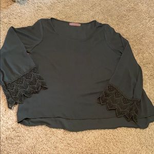 Audrey 3+1 blouse with lace bell sleeve detail